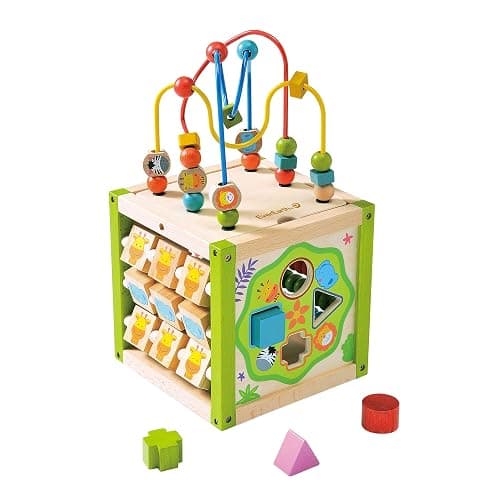 EverEarth Wooden Activity Cube with Bead Maze, 5 in 1 Activity Center, Educational Learning Montessori Toys for Toddlers for Kids 1+, FSC Certified - Image 1