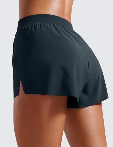 CRZ YOGA V Split Running Shorts for Women 2.5" - High Waisted Workout Athletic Gym Track with Liner Breathable Quick Dry thumbnail 2