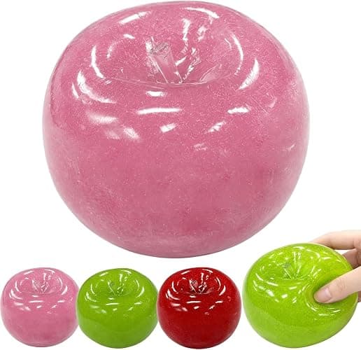 Slush Apple Squishy, Clear Fruit Squishy, Soft Slow Rising Ball Relief Fidget Toy (Pink) - Image 1