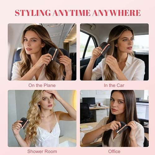 Mini Hair Straightener Portable 2026 Cordless Curling Iron Small Flat Steam Hair Straightener Brush Travel Hot Styling Tools for Women Wireless Tiny Ceramic Hairdressing Comb Size thumbnail 7