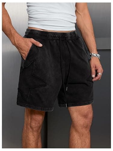 VIPWOLF Men's Star Graphic Y2k Shorts Distressed Track Shorts Streetwear | Drawstring Waist Casual Shorts, Vintage Aesthletic Desinger Bottom, Workout Gym Clothes thumbnail 6