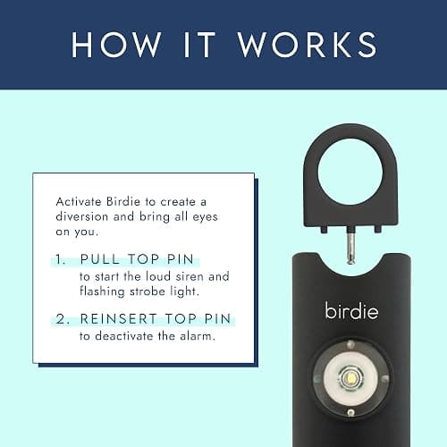 She’s Birdie–The Original Personal Safety Alarm for Women by Women–Loud Siren, Strobe Light and Key Chain in a Variety of Colors (Charcoal) thumbnail 3