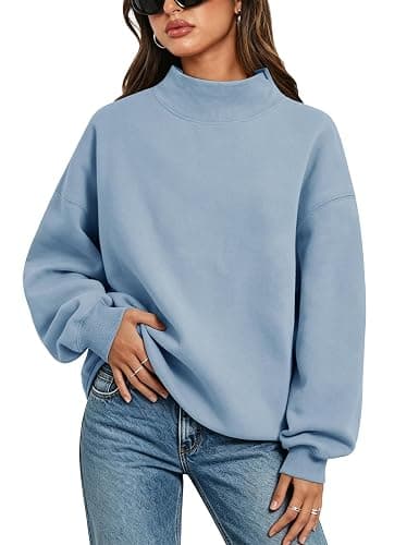 PRETTODAY Women's Oversized Sweatshirts Color Block Turtleneck Fleece Pullover Tops Long Sleeve Loose Fall Fashion Outfits - Image 1