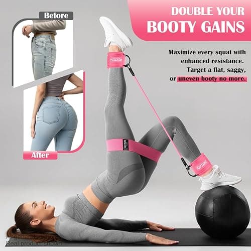 KUTIZE Ankle Resistance Bands with Cuffs & Fabric Resistance Bands Set - Legs & Glutes Workout Equipment for Women & Men, Home Gym Heavy Exercise Bands for Hip, Yoga, Strength Training, Rehab, Pilates thumbnail 3