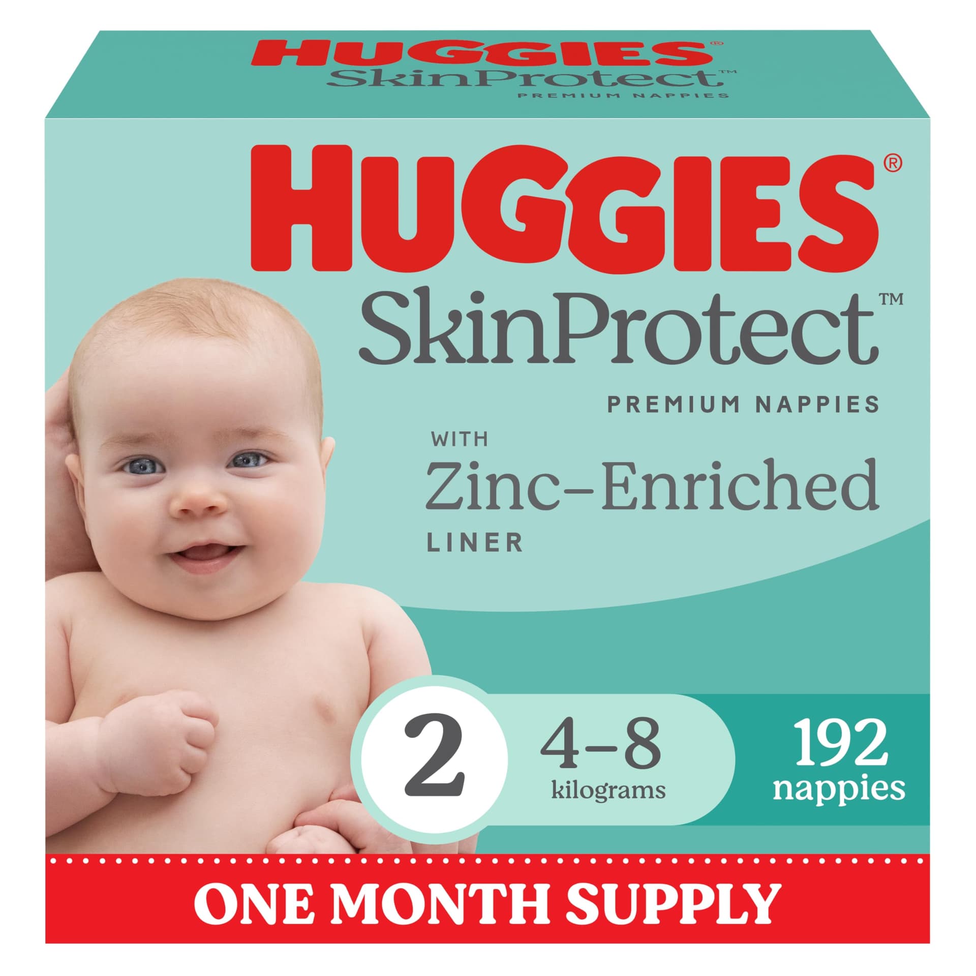 Huggies Infant Nappies Size 2 (4-8kg) 192 Count - One Month Supply (Packaging May Vary) - Image 1