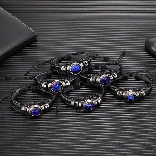 Zodiac Signs Spirit Bracelet Zodiac Bracelet for Women Men Adjustable 12 Constellation Bracelet Multilayer Zodiac Black Leather Bracelets Zodiac Sign Wrap Bracelet for Women Men Birthday Jewelry thumbnail 9