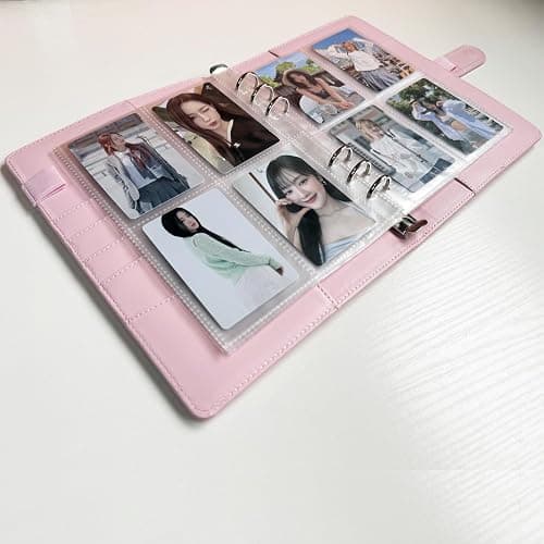 A5 Kpop Photocard Binder, 6 Ring Binder Collector’s Album with 240 Card Slots, PU Leather Binder Cover for Organizing K-Pop, Trading Cards, Game Cards & Memorabilia (Light Pink) thumbnail 4