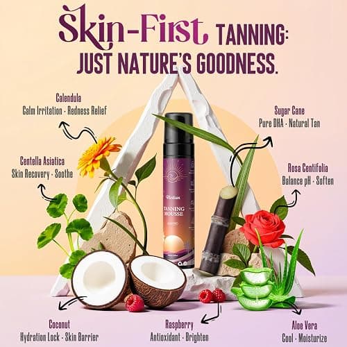 VIVITAN Self Tanner Mousse Kit - 250mL XL & Mitt & Strap | 1-Hour Express Dark Bronze + Plant 30% DHA for Long-Lasting Tan | No Orange Tones, Streak-Free & Odorless | Natural Sunless Glow thumbnail 4