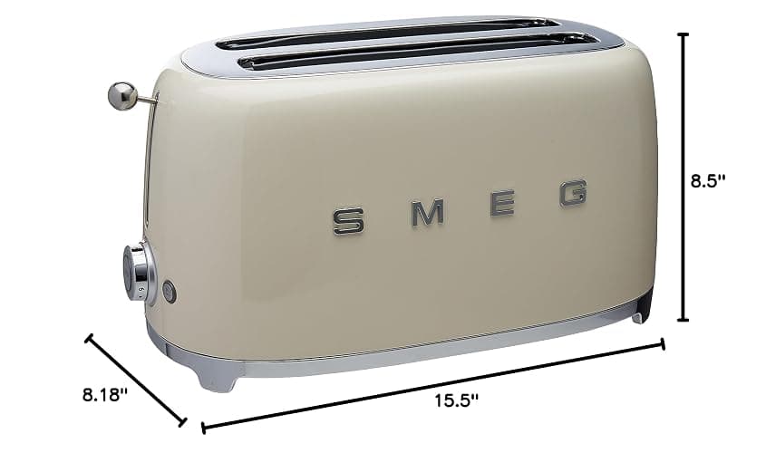 SMEG TSF02 4-Slice Toaster, 50s Retro Style, 2 Extra-Wide Long Slots, Bagel Defrost Reheat Functions, Stainless Steel - Cream thumbnail 4