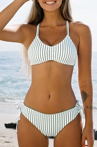 CUPSHE Women's 2 Piece Bikini Set Back Braided Straps with Reversible Bottom thumbnail 2