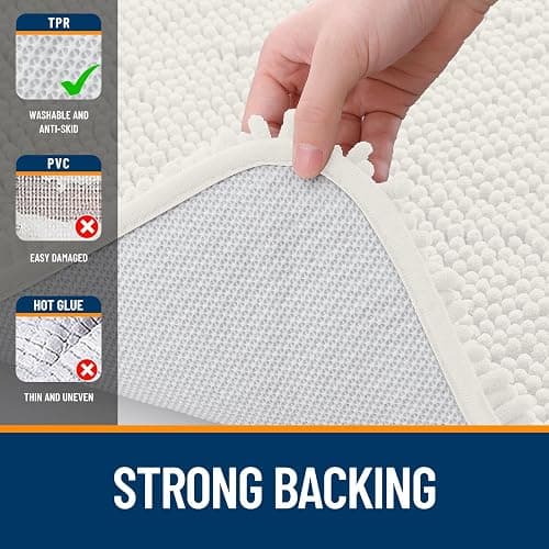 OLANLY Bathroom Rugs 30x20, Extra Soft Absorbent Chenille Bath Rugs, Rubber Backing Quick Dry, Machine Washable Bath Mats for Bathroom Floor, Tub and Shower, Home Decor Accessories, Ivory thumbnail 6