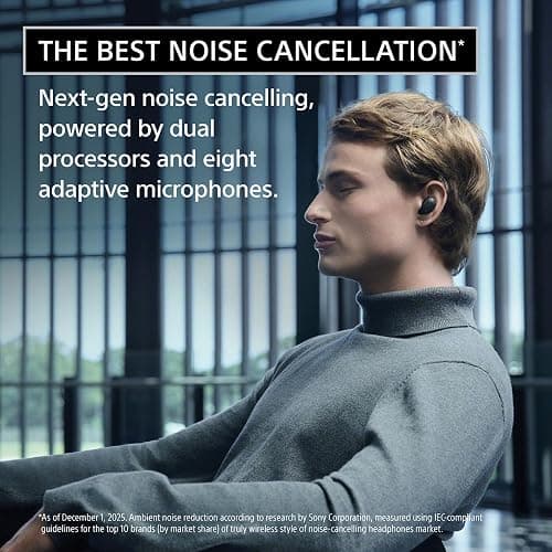 Sony WF-1000XM6 The Best Noise Cancelling Wireless Earbuds, Black | Truly Wireless Headphones, Studio-Quality, HD NC Processor QN3e, Ultra Clear Calls, Up to 24 Hours of Battery, Bluetooth thumbnail 3
