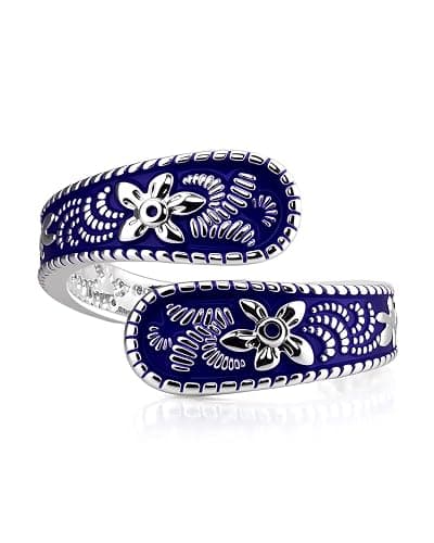 Teppdfann Vintage 14K Gold Plated and Silver Spoon Ring – Adjustable Ring with Carving Design for Women, Unique Boho Open Ring for Gift - Image 1