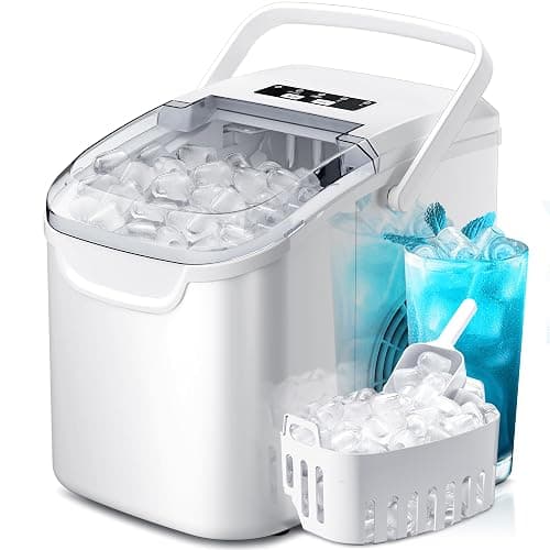 Crzoe Ice Makers Countertop with Handle, 2 Sizes of Ice, 8 Bullet Ice Cubes in 6 Mins, 26Lbs/24H, Portable Ice Maker with Self-Cleaning, Ice Machine for Home&Kitchen&Office&Party - Image 1