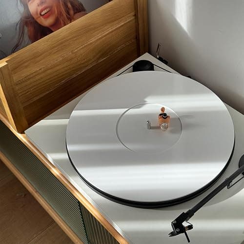 Turntable Mat Record Platter Slipmat: Acrylic Record Player Platter Vinyl Slip Mats for Turntables Antistatic Tighter & Defined Bass, White thumbnail 6