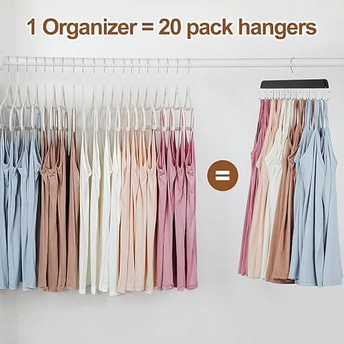 TOPIA HANGER Bra Hanger for Closet, 2 Pack Tank Top Hangers 40 Hooks Capacity Foldable Wood Space Saving Hangers Closet Organizer for Tank Top, Bra, Scarf, Belt, Tie etc - CT46B-2 - 2 Pack thumbnail 2