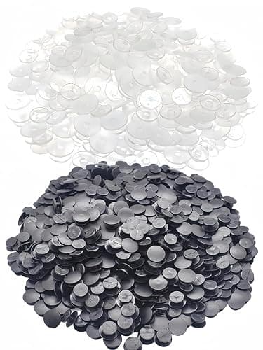 JIANYI Buckle Plastic Buttons, 100PCS Round Buttons DIY Shoes Accessories for Kids, Wristband Charm Backs (Black & Transparent) - Image 1