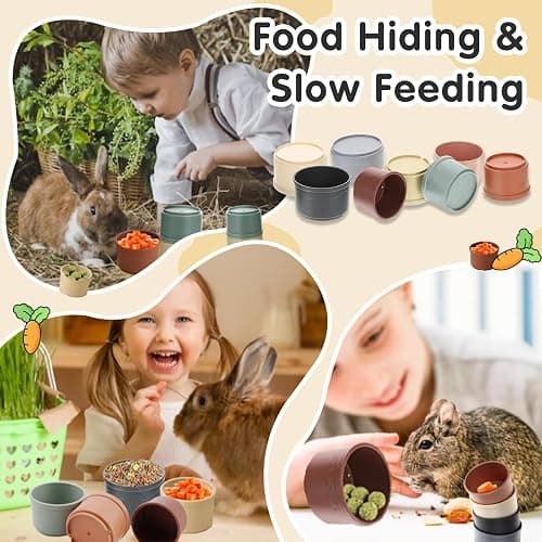 Iffitya 8 Pcs Stacking Cups for Rabbits, Colorful Bunny Toys for Rabbits and Small Animals, Nesting Rabbit Toys of Different Sizes, Bunny Stacking Cups for Hiding Food and Playing thumbnail 2