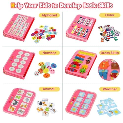 Winblo Toddler Busy Board - Montessori Toys for Toddler Girl Birthday Gift, Educational Learning Sensory Busy Book for Toddlers Girls, Toddlers Activities Travel Toys for Airplane Car thumbnail 3