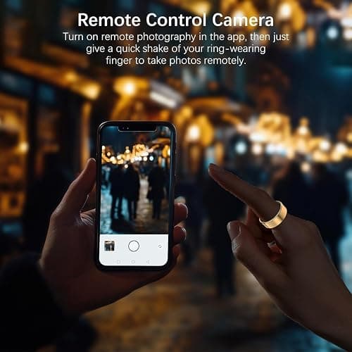 Ring Health Tracker for Women Men, Fitness Tracker with Heart Rate, Blood Oxygen, Sleep Monitor, Calories, Step Counter, IP68 Waterproof Smart Ring for iPhone & Android, No Subscription Fee (Gold, 7#) thumbnail 8