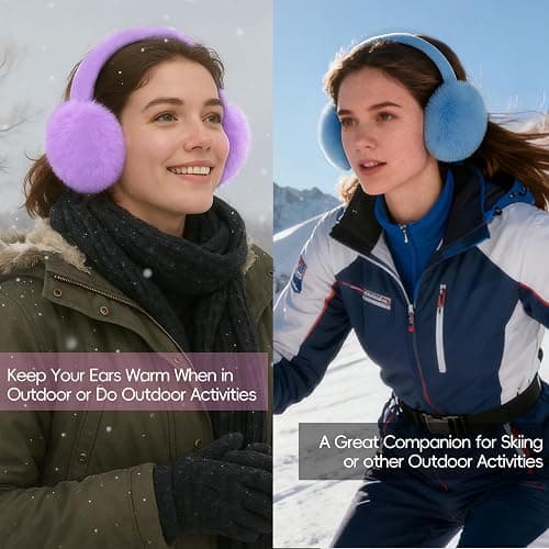 CHUANGLI Women Foldable Ear Muffs for Cold Weather Fluffy Earmuffs Lady Winter Warm Headband Cute Soft Ear Warmers thumbnail 6