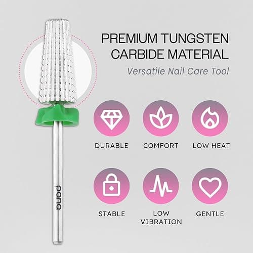 PANA Nail Carbide 5 in 1 Bit - Two Way Rotate use for Both Left and Right Handed - Fast remove Acrylic or Hard Gel - 3/32" Shank - Manicure, Nail Art, Drill Machine (Coarse - C, Silver) thumbnail 5