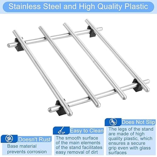 LOPYXBR 4 PCS Trivets for Kitchen Worktops, 18 x 18 cm Hot Pan Stand for Worktops, Square Stainless Steel Trivets for Hot Pans, Anti Slip Trivets Kitchen Worktop Protector for Kitchen Worktops thumbnail 6
