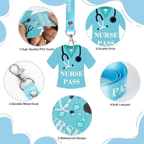 6 Sets Hall Passes for Classrooms, PVC Hall Lanyard Passes for Hall Restroom Library Office Boy Girl and Nurse Ideal for Classroom School Supplies. (Cute) thumbnail 4