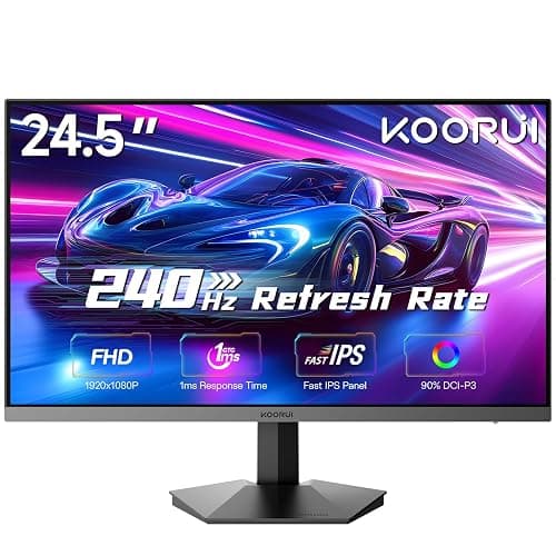 KOORUI - 24.5" Gaming Monitor, 240Hz, IPS FHD 1ms, HDR400 | 1920x1080p Computer Monitor, 90% DCI-P3, 128% sRGB, HDMI2.0 DP, VESA Tilt Adjustable for Xbox PS5 Switch - Image 1