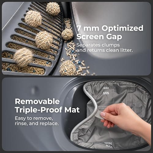 ABRCT Open Top L1 Self Cleaning Litter Box,Electronic Hands-Free,Smart Robot,Automatic Cleaning Litter Box-App Control and Safe Anti-Pinch,with Safety Sensors and Liner for Medium-Sized Cats,Black thumbnail 8