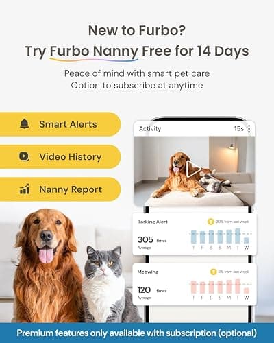 Furbo Mini 360° [New] 2K QHD Pet Camera: Dog & Cat Rotating Treat Dispenser w/Phone App, Smart Indoor Cam with 2-Way Speaker & Night Vision. No Subscription Needed. Standard See, Talk, & Toss Features thumbnail 9