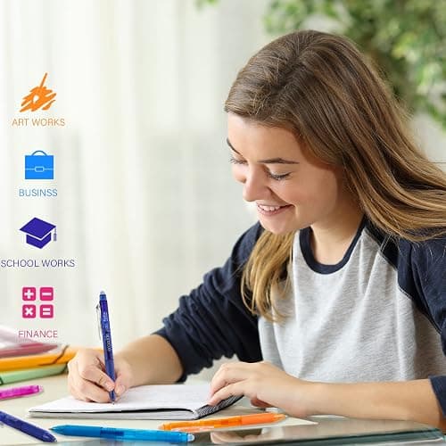 ParKoo 20 Colors Retractable Erasable Gel Pens Clicker, Fine Point 0.7 mm, Make Mistakes Disappear, Comfort Grip for Drawing Writing Planners and Crossword Puzzles thumbnail 7