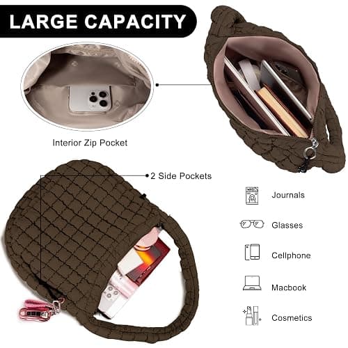 GASSDA Puffer Tote Bag for Women Large Quilted Puffy Lightweight Carryall Crossbody Tote Bag for Women thumbnail 3