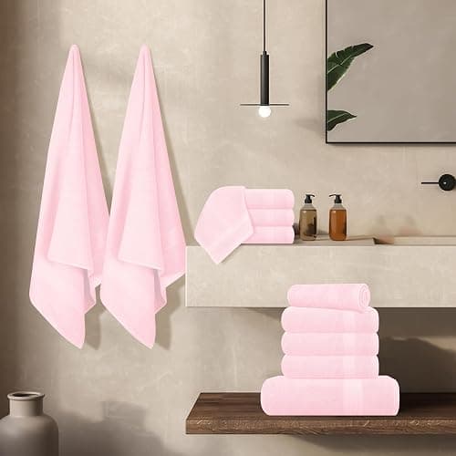 GLAMBURG Ultra Soft 8-Piece Towel Set - 100% Pure Ringspun Cotton, Contains 2 Oversized Bath Towels 27x54, 2 Hand Towels 16x28, 4 Wash Cloths 13x13 - Ideal for Everyday use, Hotel & Spa - Black - 8 Piece Towel Set - Black thumbnail 7