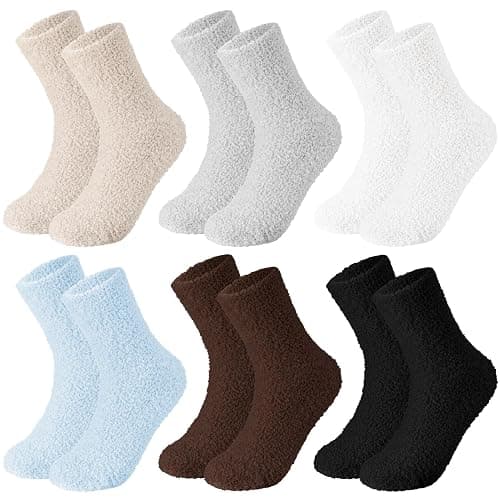 Halinuia 6 Paare Kuschelsocken Damen Warme Flauschige Socken Kuschel Bettsocken Schlafsocken Thermosocken Dicke Wintersocken Haussocken für Weihnachten als Geschenke 36-41 - Image 1