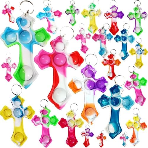 30 Packs Mini Backpack Pop Fidget Bubble Toys, Bulk Religion Cross Classroom Students Prizes Birthday Party Favors Gifts - Image 1