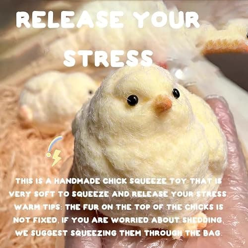 2 Pack Big Handmade Chick Taba Squishy Soft Fidget Squeeze Toys, Stress Relief Sensory Toy, Chicken Squishies for Adults thumbnail 5