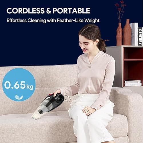 kitsky Handheld Vacuum - Car Vacuum Cleaner Cordless with Powerful Suction, Portable HandHeld Vacuuming Cordless - for Sofas, Mattresses, and Windows (Red(16000PA)) - 16000PA thumbnail 6