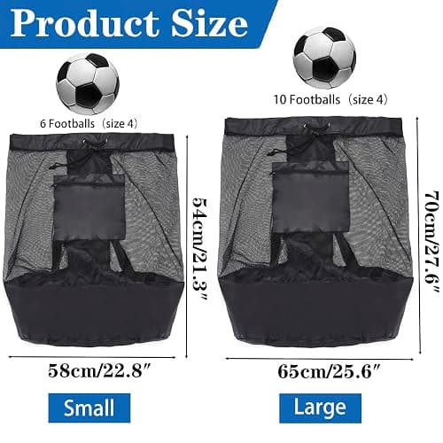 2-Pack Large Sports Ball Bag,Mesh Soccer Ball Bag，Heavy Duty Drawstring Bags Hold Equipment for Coach, Basketball,Football, Volleyball,Baseball and Swimming Gears with Adjustable Strap thumbnail 2