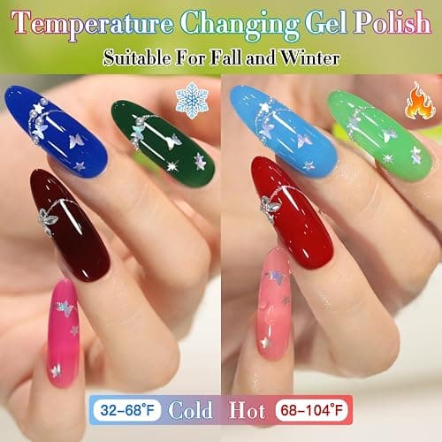 Double Rhythm 6 Pcs 15 ML Gel Polish Set Same Color Same Bottle Soak Off Gel Polish Kit Nail Art Manicure Salon DIY at Home for Women (Burgundy Blue Green Pink Purple -T6-64) thumbnail 4