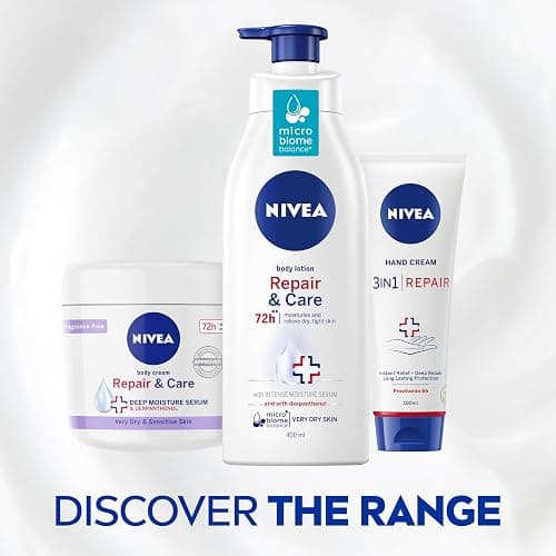 NIVEA Body Repair & Care Cream (400ml Jar), Sensitive Moisturising Cream with NIVEA DEEP MOISTURE SERUM, Body Cream with Strengthening Formula, Body Cream for Dry Skin thumbnail 5