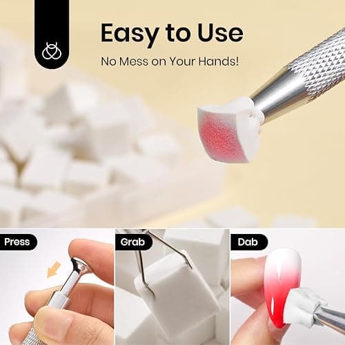 Beetles 150Pcs Soft Nail Sponges for Ombre, White Nail Sponge with Grabbing Pen, Blooming Nails Art Brushes, Gradient Manicure DIY Tools, Professional Accessories Supplies for Home and Salon Use thumbnail 5