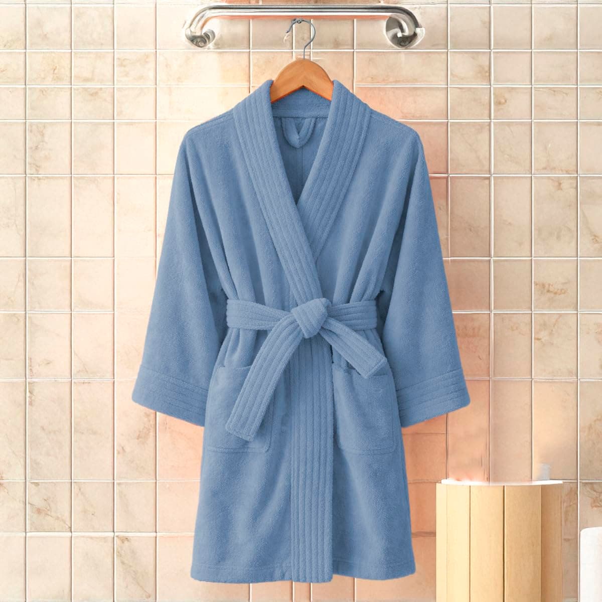 Bata de Baño para Hombre/Mujer,100% Algodón, Unitalla, ultra absorvente y ultra suave, bata para el hogar, bata de spa, bata para natación thumbnail 7