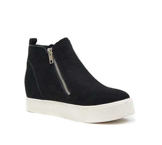 Soda Taylor Hidden Wedge Sole Booties Ankle Heels Sneaker Shoes Side Zipper thumbnail 2