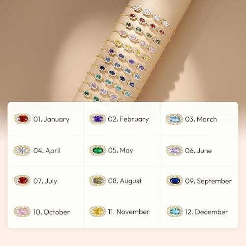 GexTyde Birthstone Bracelets for Women, Gold Trendy Dainty Link Bracelet Jewelry Birthday Christmas Day Gifts for Women Girlfriend Friend Her Mom Wife thumbnail 7