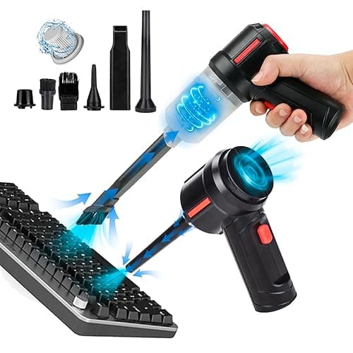 Meudeen Air Duster - Computer Vacuum Cleaner - for Keyboard Cleaning- Cordless Canned Air- Powerful - Energy-Efficient(Air-01) - Black - Image 1