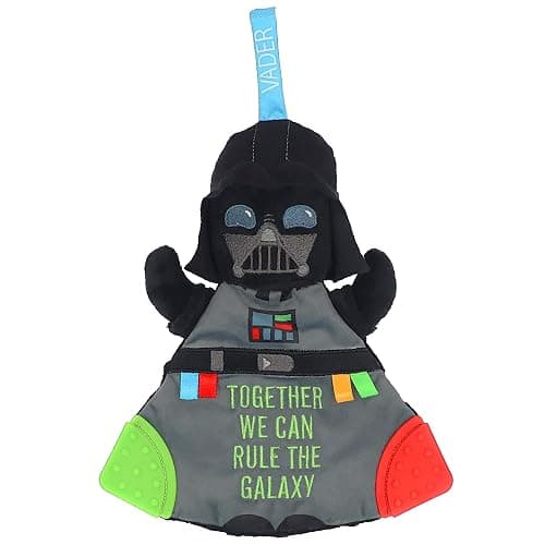 Kids Preferred Star Wars Darth Vader Baby Teether - Plush Toy with Crinkle Sounds and Silicone Teething Elements - Image 1