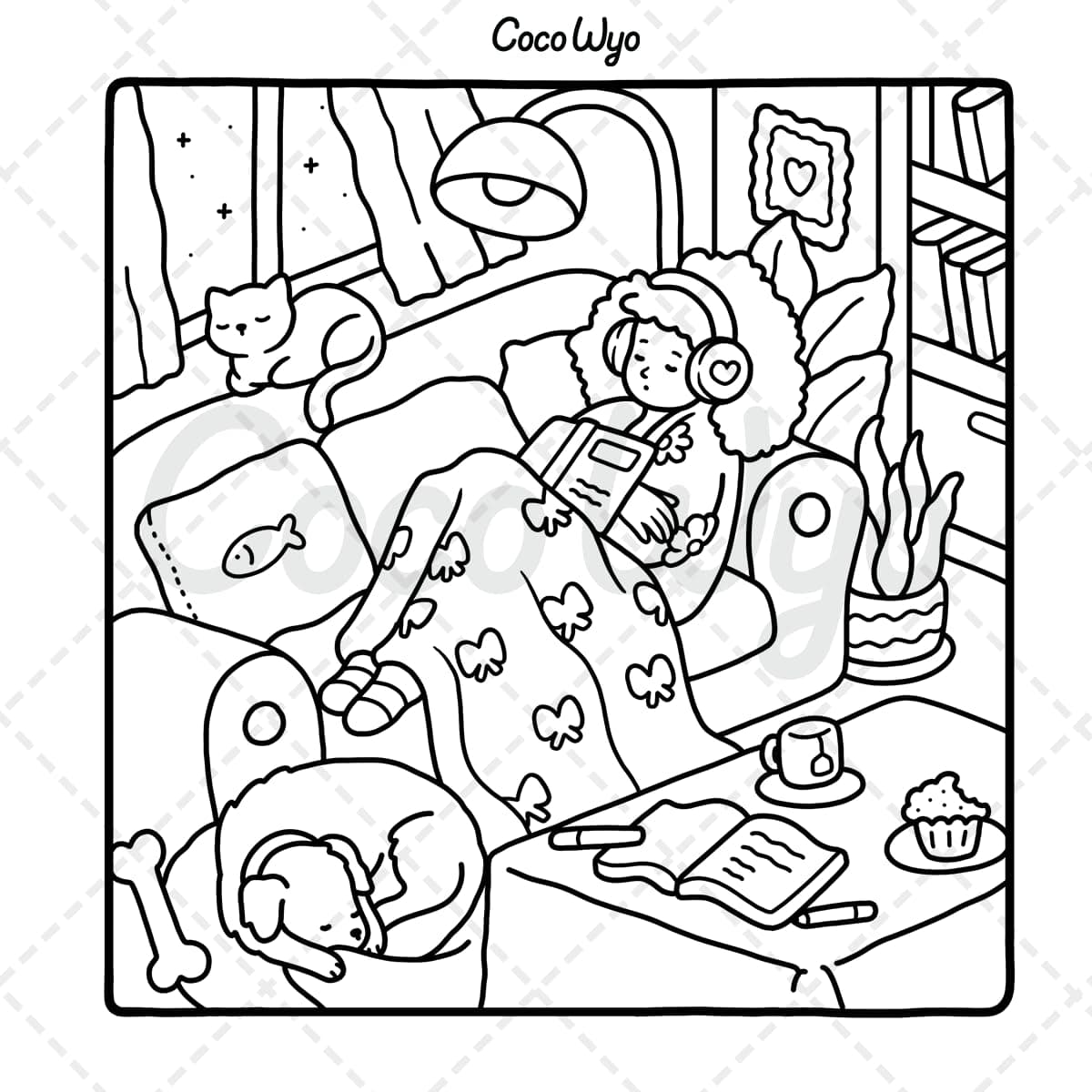 Girl Moments: Coloring Book for Adults and Teens Featuring Cute Cozy Daily Activities for Relaxation (Cozy Spaces Coloring) thumbnail 8
