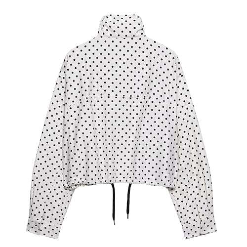 JoinQueen Women Polka Dot Jacket Stand Collar Cropped Jackets Zip Up Coat Casual Fashion Coat Fall Spring Jacket with Pockets thumbnail 4