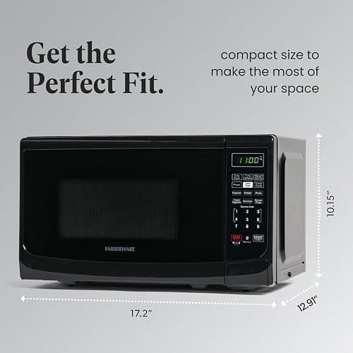 Farberware 0.7 Cu. Ft. Countertop Microwave Oven – 700 Watts Power, Auto Cook Settings, Defrost, Easy Clean and Child Safety Lock - Black thumbnail 3